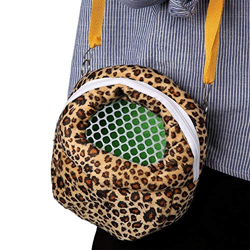 Bolso Tipo Mochila Ideal para Transporte de Animales Pequeño Hamster Erizo Diseño de Leopardo Estampado Animal Mochila de Viaje con Correa 21 x 25 cm ( Color: Rosa, Talla: L)