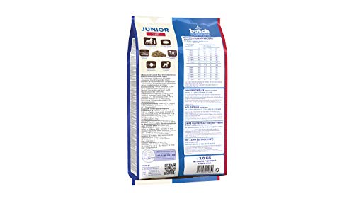 Bosch HPC Junior con cordero y arroz | Alimento seco para perros para criar cachorros nutricionalmente sensibles, 1 x 3 kg