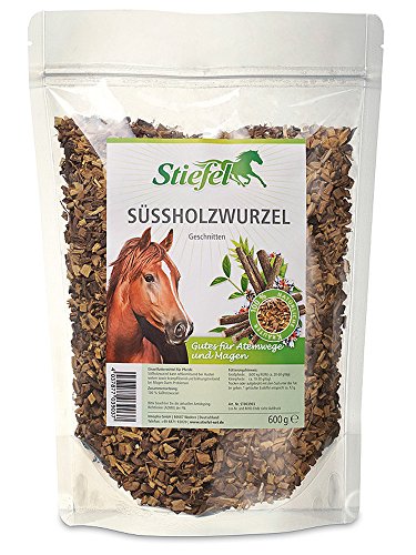 Botas de regaliz raíz 600 g Bolsa para caballos para vías respiratorias y Digestión – entzündungshemmende y abschwellende Efecto