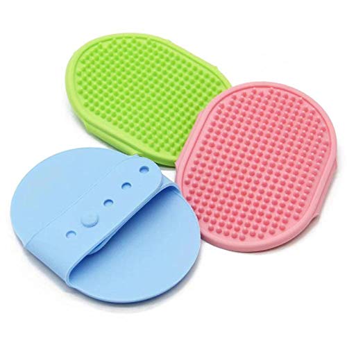 BPS 3Pcs Cepillo Masaje Guantes Manopla Masajeador para Perros y Gatos con Botones de Goma para Cepillar de Polvo Cabello Sana Color al Azar 13x8 cm BPS-2133 * 3