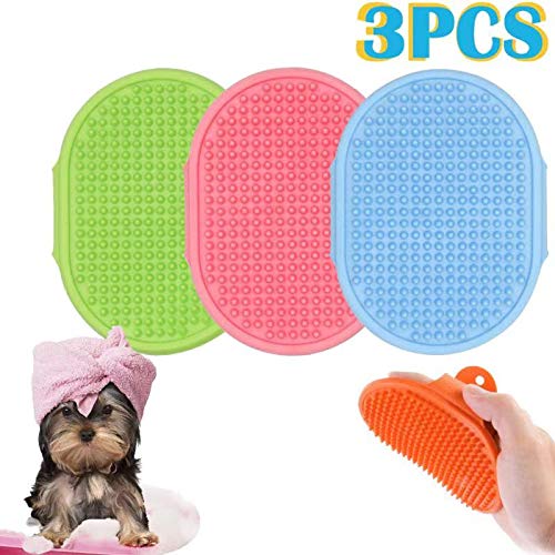 BPS 3Pcs Cepillo Masaje Guantes Manopla Masajeador para Perros y Gatos con Botones de Goma para Cepillar de Polvo Cabello Sana Color al Azar 13x8 cm BPS-2133 * 3