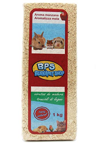 BPS Virutas de Madera Lecho Higienico para Mascotas Serrín para Gato Animales Pequeños Hámster Conejo Loro Ardilla Erizo Diferent Pack (1 Kg, Aromo Manzana) BPS-4052