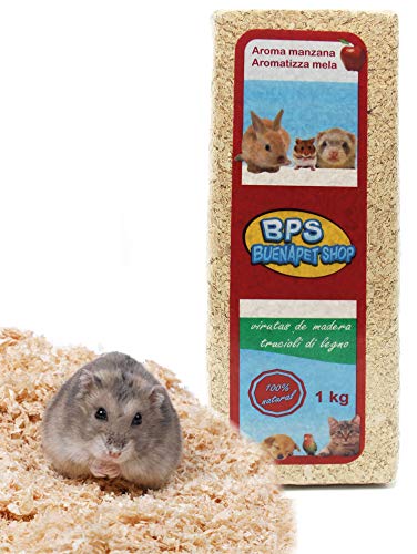 BPS Virutas de Madera Lecho Higienico para Mascotas Serrín para Gato Animales Pequeños Hámster Conejo Loro Ardilla Erizo Diferent Pack (1 Kg, Aromo Manzana) BPS-4052