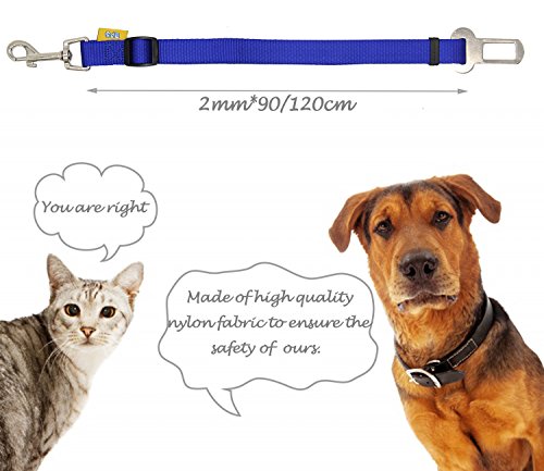 BPS(R) 2x Cinturón de Seguridad de Coche  Ajustable para Perro Safety Belt para Cachorro Gato Gata Mascotas Animales BPS-2750 (2.0 x 90/120cm). BPS-2750*2