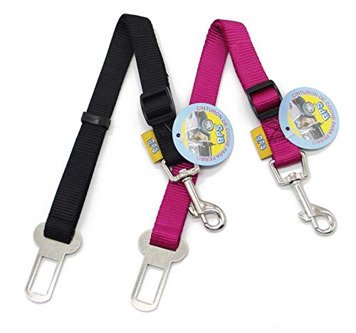 BPS(R) 2x Cinturón de Seguridad de Coche  Ajustable para Perro Safety Belt para Cachorro Gato Gata Mascotas Animales BPS-2750 (2.0 x 90/120cm). BPS-2750*2