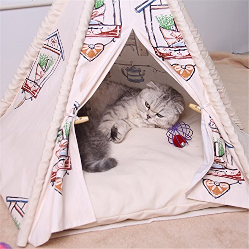 BTTNW PE Nido de Mascotas Perrera Camping Enjoy The Cat Montado Sun Plegable Lona del Perro Tienda de Bricolaje de Madera Shed Cuatro Estaciones Perro Cama del Animal doméstico (tamaño : L)