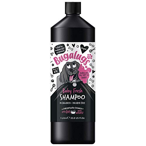 BUGALUGS Baby Fresh Dog Champú para perros apestosos con aroma a polvo de bebé, mejor champú para cachorros frescos, acondicionador de champú vegano para mascotas profesional...