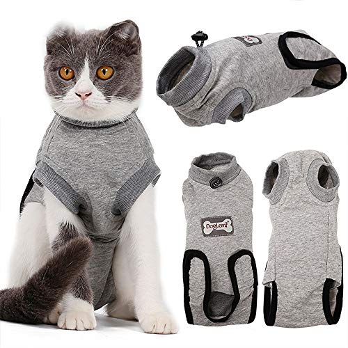 BVAGSS Traje de Recuperación Anti-mordida E Algodón Alternativo Camisa para Gatos y Perros, heridas y Enfermedades de la Piel en Interiores XH008 (XXS, Grey)