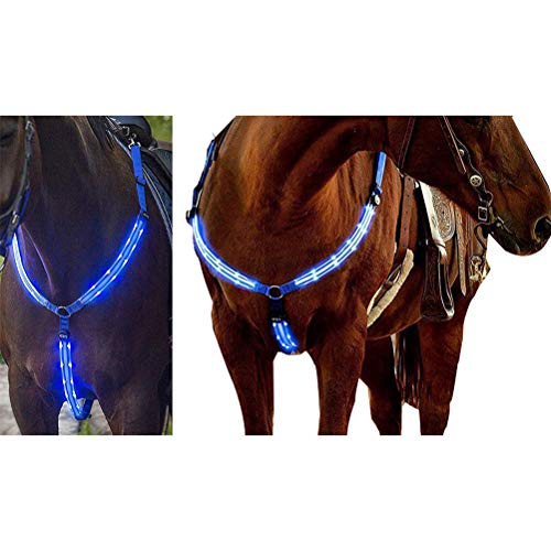 Bweele Arnés LED, arnés LED para el Pecho Arnés para Caballos con luz LED Foco Arnés para Caballos Correa para el Pecho de Caballo para entornos Oscuros Al Aire Libre y Ecuestre