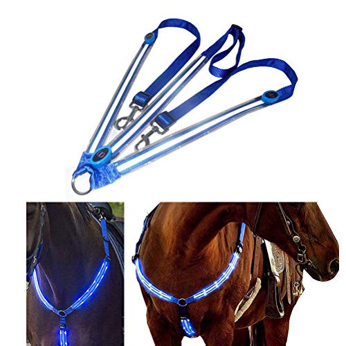 Bweele Arnés LED, arnés LED para el Pecho Arnés para Caballos con luz LED Foco Arnés para Caballos Correa para el Pecho de Caballo para entornos Oscuros Al Aire Libre y Ecuestre