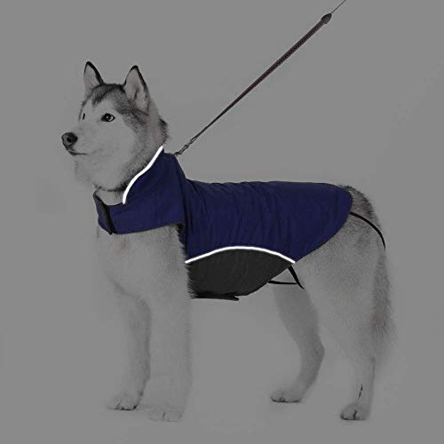 Bwiv Abrigos para Perros de Invierno Chaqueta para Perros Impermeable Forrado de Polar con Apertura para Correa (6XL, Azul Oscuro)