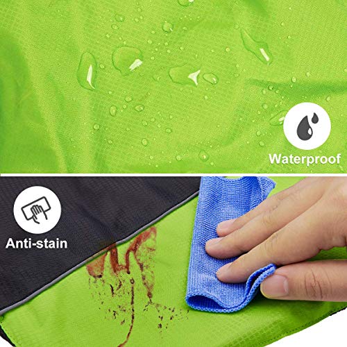 Bwiv Perro Chaqueta Gato Abrigos Mascota Ropa Impermeable Vientre Protector Reflexivo Tira Cremallera con Agujero de Correa Verde 5XL (Longitud de Espalda 70cm, Pecho 90-103cm)