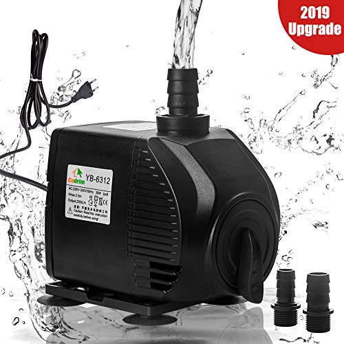 Cadrim Bomba Sumergible, Bomba de Agua para Acuario,2200L/H 220-240V/35W Bomba de Acuario,Estanque, Fuente, Natación, Sin Ruido (2200ML)