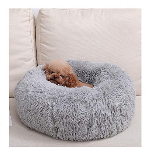 Cama para Gatos De Sueño Profundo, Pelo Largo Y Redondo, Cachemir De Corea del Sur, Nido De Otoño E Invierno, Almohadilla para Colchón De Gato para Perros Pequeños Y Medianos,Negro,M