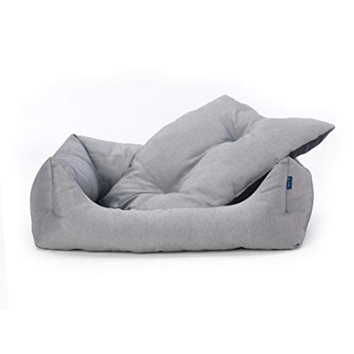 Cama para perro XS ecológica, lavable a máquina, material reciclado, color gris (50 cm x 40 cm x 18 cm)