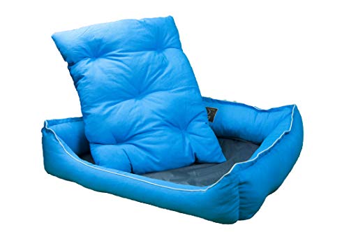 Cama para Perros, Sofá para Perros, Cesta para Perros con Cojín Extraíble de Color Azul Cama Palet Europeo NUEVOS A ESTRENAR (Colchoneta, L (85x65x25 cm))