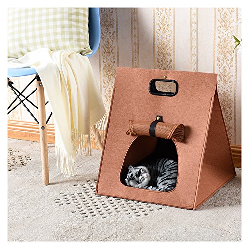 Cama Plegable de Fieltro de Lana para Mascotas, casa de Mascotas, Gato, Perro, casa, Bolsa de Viaje Interior/Exterior para Gato, Perro, Cachorro, Conejo, Totoro, Marmot y Pequeños Animales Lindos