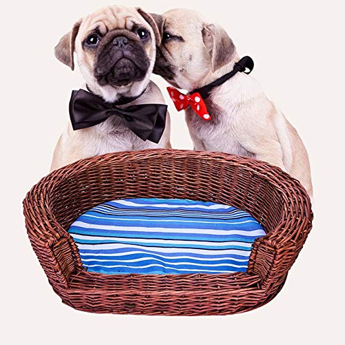 Camas para Perros pequeños Cama del Animal Doméstico De Ratán Weaving Canasta Gato Estilo Rústico Confortable Gato Nido Tejida A Mano De Willow Caseta De Perro For El Gato/Perro GCSQF