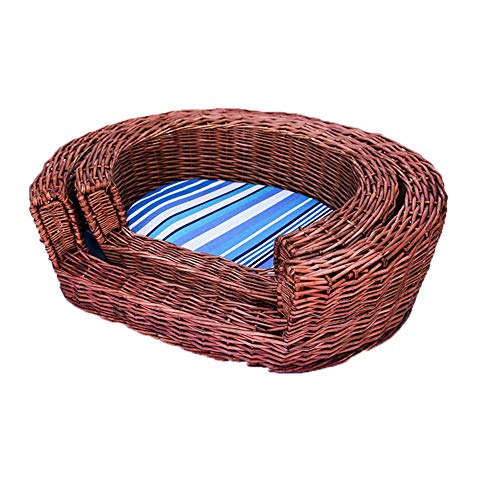 Camas para Perros pequeños Cama del Animal Doméstico De Ratán Weaving Canasta Gato Estilo Rústico Confortable Gato Nido Tejida A Mano De Willow Caseta De Perro For El Gato/Perro GCSQF