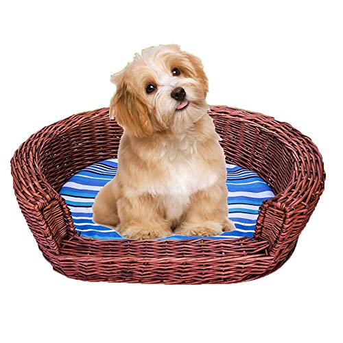 Camas para Perros pequeños Cama del Animal Doméstico De Ratán Weaving Canasta Gato Estilo Rústico Confortable Gato Nido Tejida A Mano De Willow Caseta De Perro For El Gato/Perro GCSQF