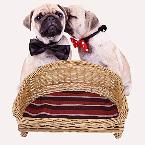 Camas para perros pequeños Cama Del Animal Doméstico Del Gato Rattan Basket Cómodo Tejida A Mano De Gato Nido Rústica Del Sofá Del Estilo De Mascotas Willow Weaving Casa Del Perro For El Gato / Perro