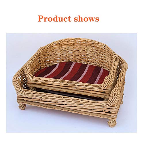 Camas para perros pequeños Cama Del Animal Doméstico Del Gato Rattan Basket Cómodo Tejida A Mano De Gato Nido Rústica Del Sofá Del Estilo De Mascotas Willow Weaving Casa Del Perro For El Gato / Perro