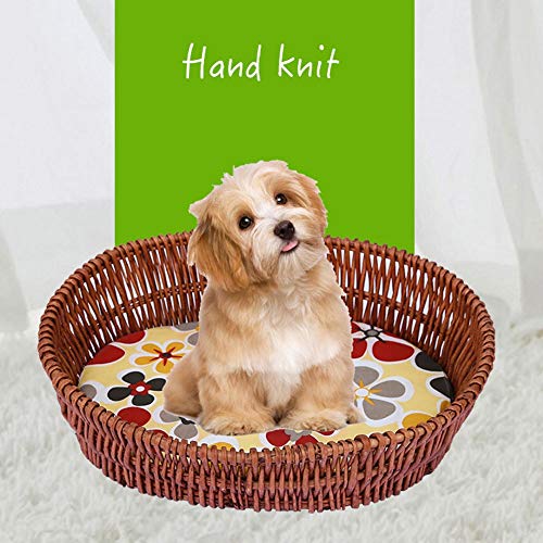 Camas para perros pequeños Cama Del Animal Doméstico Del Gato Rattan Basket Estilo Rústico Cómodo Tejida A Mano De Gato Nido Willow Weaving Casa Del Perro For El Gato / Perro De Múltiples Tamaños De E