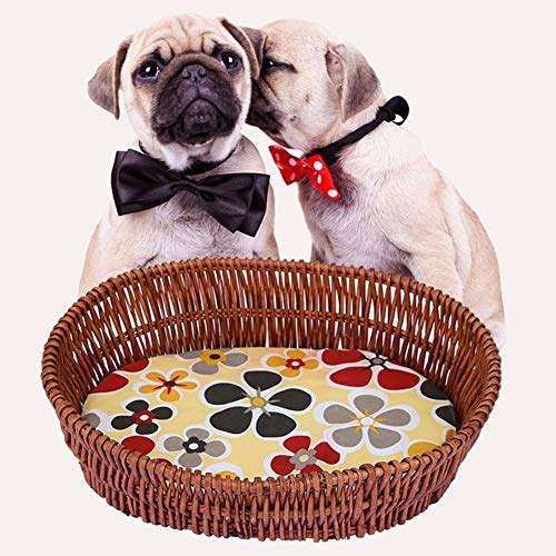 Camas para perros pequeños Cama Del Animal Doméstico Del Gato Rattan Basket Estilo Rústico Cómodo Tejida A Mano De Gato Nido Willow Weaving Casa Del Perro For El Gato / Perro De Múltiples Tamaños De E