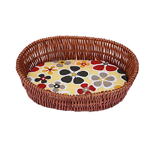 Camas para perros pequeños Cama Del Animal Doméstico Del Gato Rattan Basket Estilo Rústico Cómodo Tejida A Mano De Gato Nido Willow Weaving Casa Del Perro For El Gato / Perro De Múltiples Tamaños De E