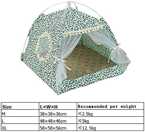 Camas para Perros pequeños Tienda Gato Jerarquía De La Cama del Animal Doméstico Carpa Small Dog Dog House Universal Cuatro Estaciones Nido Gato Extraíble Carpa Nido GCSQF (Color : Green, Size : L)