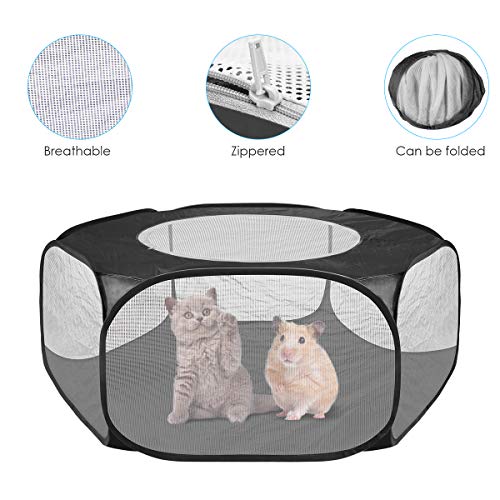 Camidy Corralito para Mascotas Carpa Plegable de 6 Lados con Cubierta con Cremallera para Chinchillas de Hámster Pequeño Animal Jaula de Cuyes