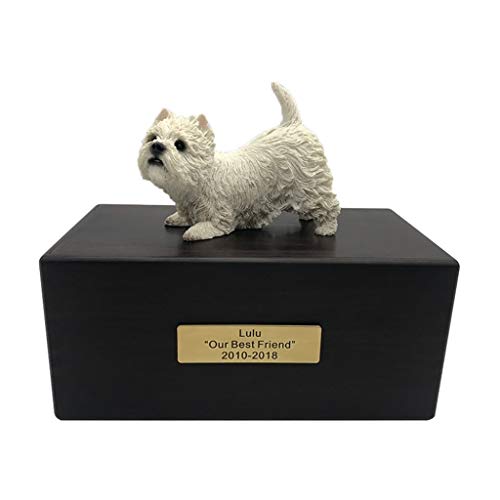 Canino Todas Las variedades Pet Memorial Box para Cenizas, Mostrar entierro en casa u Oficina Hecho a Mano ataúd, Urna de Cenizas esparcidas (Color : West Highland White Terrier)