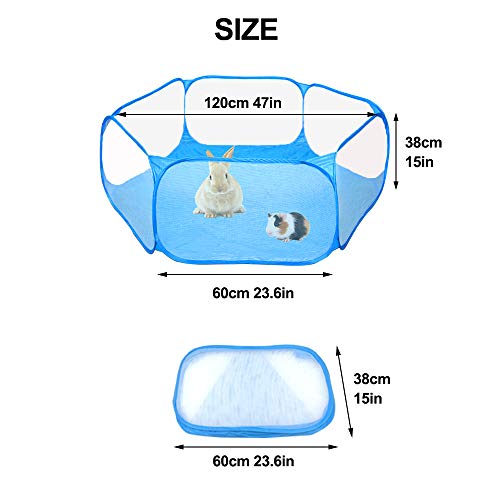 Carpa de jaula de C&C de animales pequeños, cerca de ejercicio transpirable y transparente para mascotas, cerca de patio portátil para cobayas, conejos, chinchillas y erizos