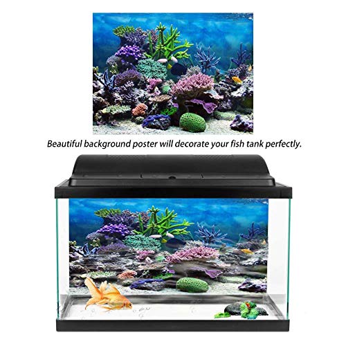 Cartel de Fondo del Acuario Cartel de Tanque de Peces Adhesivo de PVC Arrecife de Coral Bajo Agua Papel de Decoración Calcomanías Adhesivas Socialme-EU(76 * 30cm)