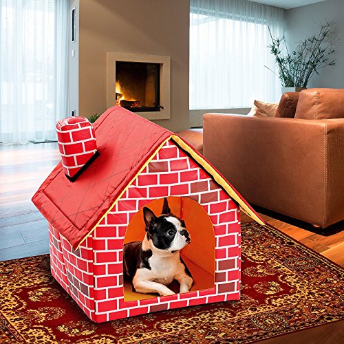 Casa para Mascotas Chimenea Plegable en Forma de Ladrillo Casa para Carpas Jaula para Mascotas Gato Jugar Soft House Gato Cama para Dormir Habitación para Cachorros para Gatos