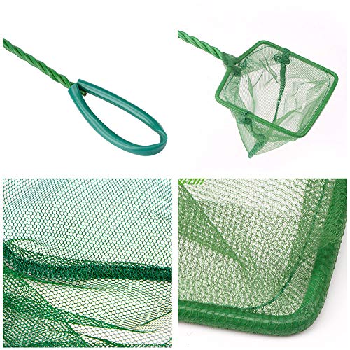 Case&Cover Grip Verde Trenzado De Nylon De Pesca Salabardo 4inchx 3.5 Pulgadas para Acuario Pecera De Peces Ornamentales Tanque Goldfish