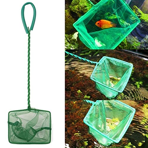 Case&Cover Grip Verde Trenzado De Nylon De Pesca Salabardo 4inchx 3.5 Pulgadas para Acuario Pecera De Peces Ornamentales Tanque Goldfish