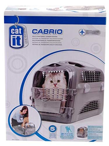 Catit Transportín Pet Cargo Cabrio, 51 x 33 x 35, Color Gris y Plata