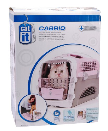 Catit Transportín Pet Cargo Cabrio, 51 x 33 x 35, Color Rosa, Gris y Blanco