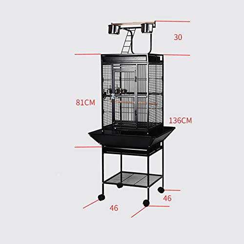 CCFCF Jaula De Pájaros De Metal Grande con Ruedas, Soporte Móvil, Adecuado para Loros De Cola Larga/Pájaros del Amor/Pájaros Medianos Y Grandes (46 * 46 * 166 Cm)
