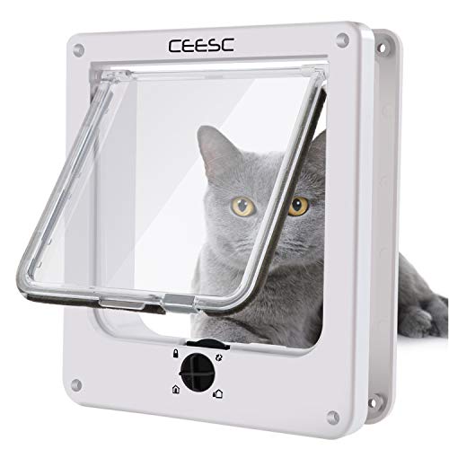 CEESC Puertas para Gatos, Puerta magnética para Mascotas con Bloqueo Giratorio de 4 vías para Gatos, Gatitos y Gatitos, versión Mejorada