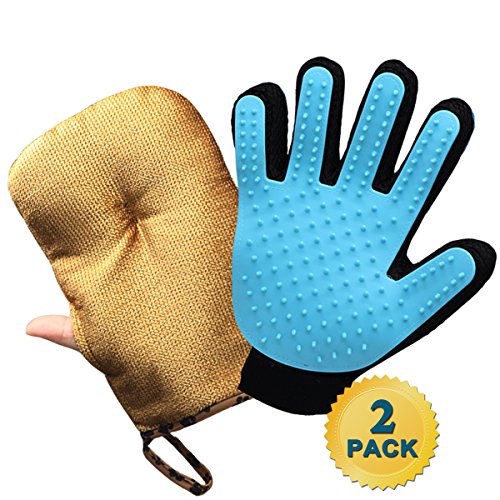 Cepillo para Guantes -con Removedor de pelo para Muebles - Limpieza de Mascotas Para Perros Pequeños, Medianos y Grandes & Gatos Con Pelaje Corto a Largo - Reduce Eficazmente la Caida de Cabello Hasta