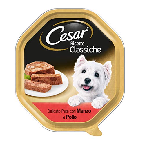 Cesar® - Recetas Clásicos - Recetas clásicas de Comida para Perros con Cortes tiernos en un Delicioso paté con Ternera y Pollo - Peso 150 gr - Cantidad 14 Tarrinas