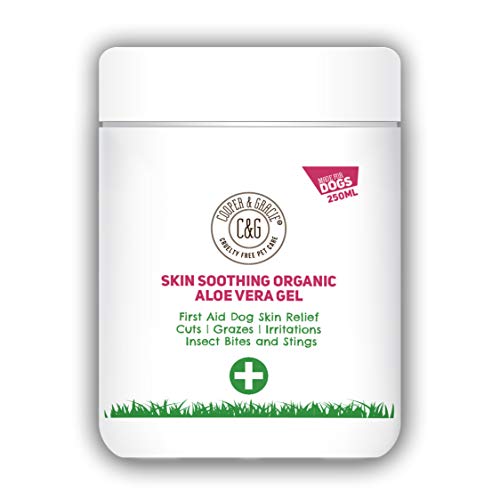 C&G Pets | Skin Soothing Organic Aloe Vera Gel 250ml | 100% Aloe Vera Vitaminas Mineral Amino Acids | Suaviza Calma Refresca Hidrata Insecto Mordido Escamoso Piel Flácida