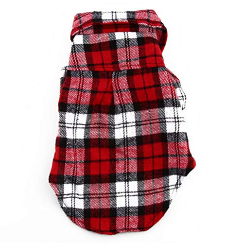 CHDEK Juguete para Mascotas New Little Pet Dog Puppy Plaid T Shirt Abrigo de Solapa Cat Jacket Ropa Disfraz Tops