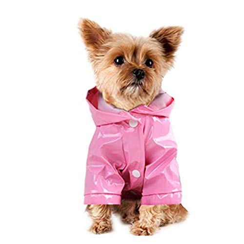 Chickwin Chubasquero Impermeable para Perros, Cachorro de Lluvia para Mascotas al Aire Libre con Capucha Chaquetas Impermeables PU Ultra-Light Transpirablepara (L,Rosado)