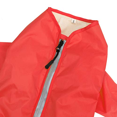 Chubasquero para perro, chaqueta de nieve, cremallera en la espalda, mono impermeable con agujero para el cuello y tira reflectante