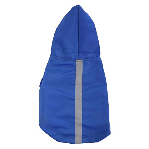 Chubasquero para Perros, Chubasquero para Perros de Moda con Capucha y Rayas Reflectantes Ropa Impermeable para Mascotas Ajustables Chaqueta Impermeable para Perros pequeños Gatos(M-Azul)