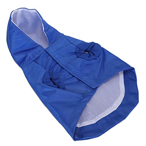 Chubasquero para Perros, Chubasquero para Perros de Moda con Capucha y Rayas Reflectantes Ropa Impermeable para Mascotas Ajustables Chaqueta Impermeable para Perros pequeños Gatos(M-Azul)