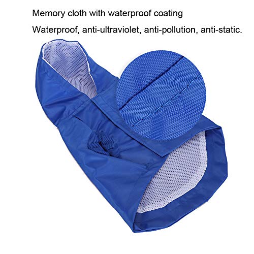 Chubasquero para Perros, Chubasquero para Perros de Moda con Capucha y Rayas Reflectantes Ropa Impermeable para Mascotas Ajustables Chaqueta Impermeable para Perros pequeños Gatos(M-Azul)